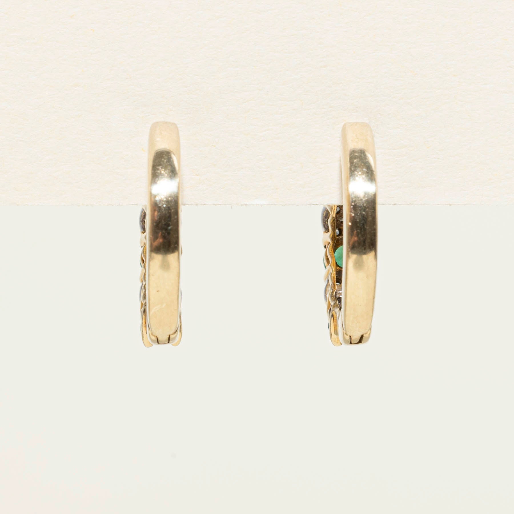 Emerald & Diamond Huggie Earrings | 0.50ctw | 0.11ctw |