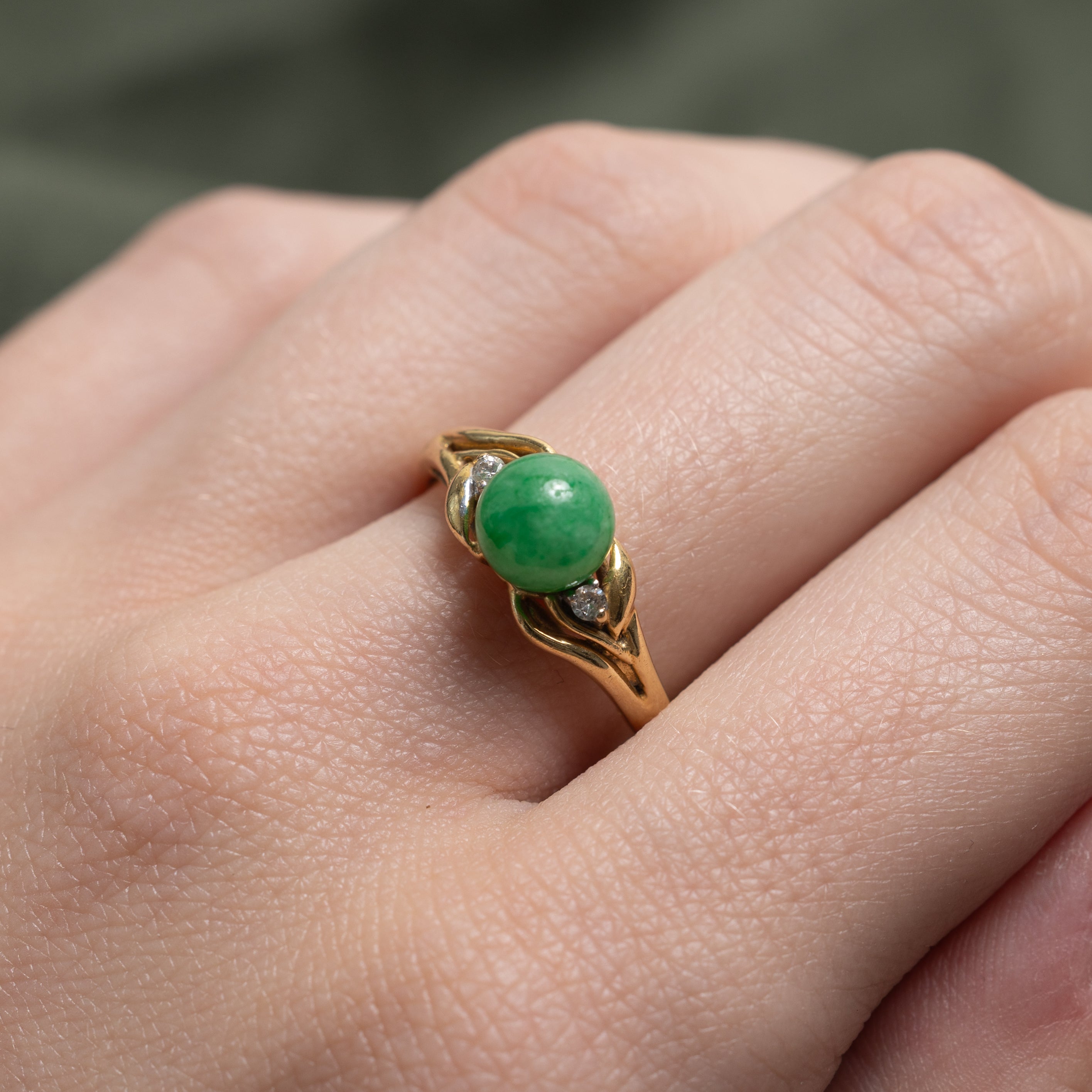 Jadeite & Diamond Tapered Ring | 2.30ct, 0.04ctw | SZ 7.25