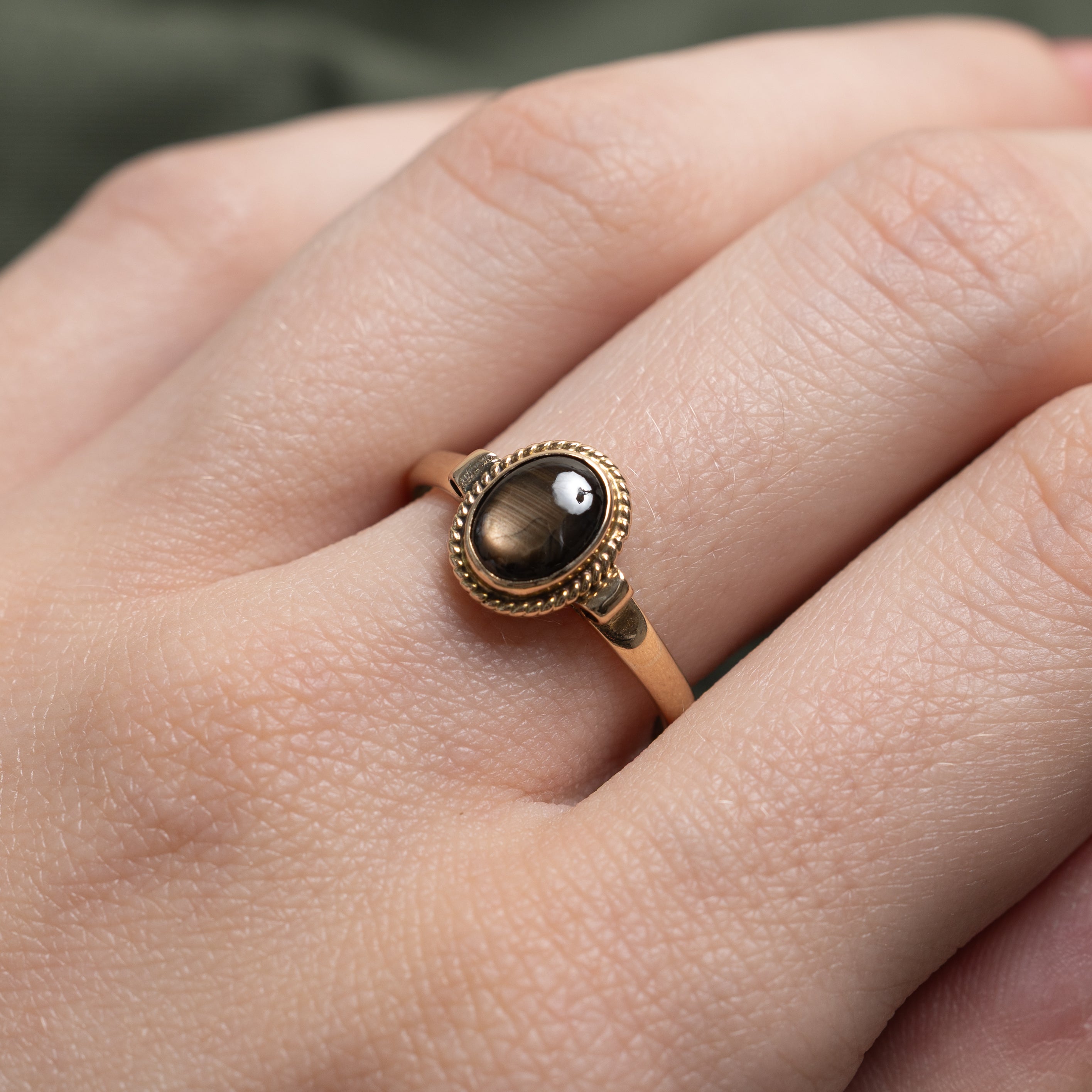 Bezel Set Dyed Tiger's Eye Ring | SZ 8