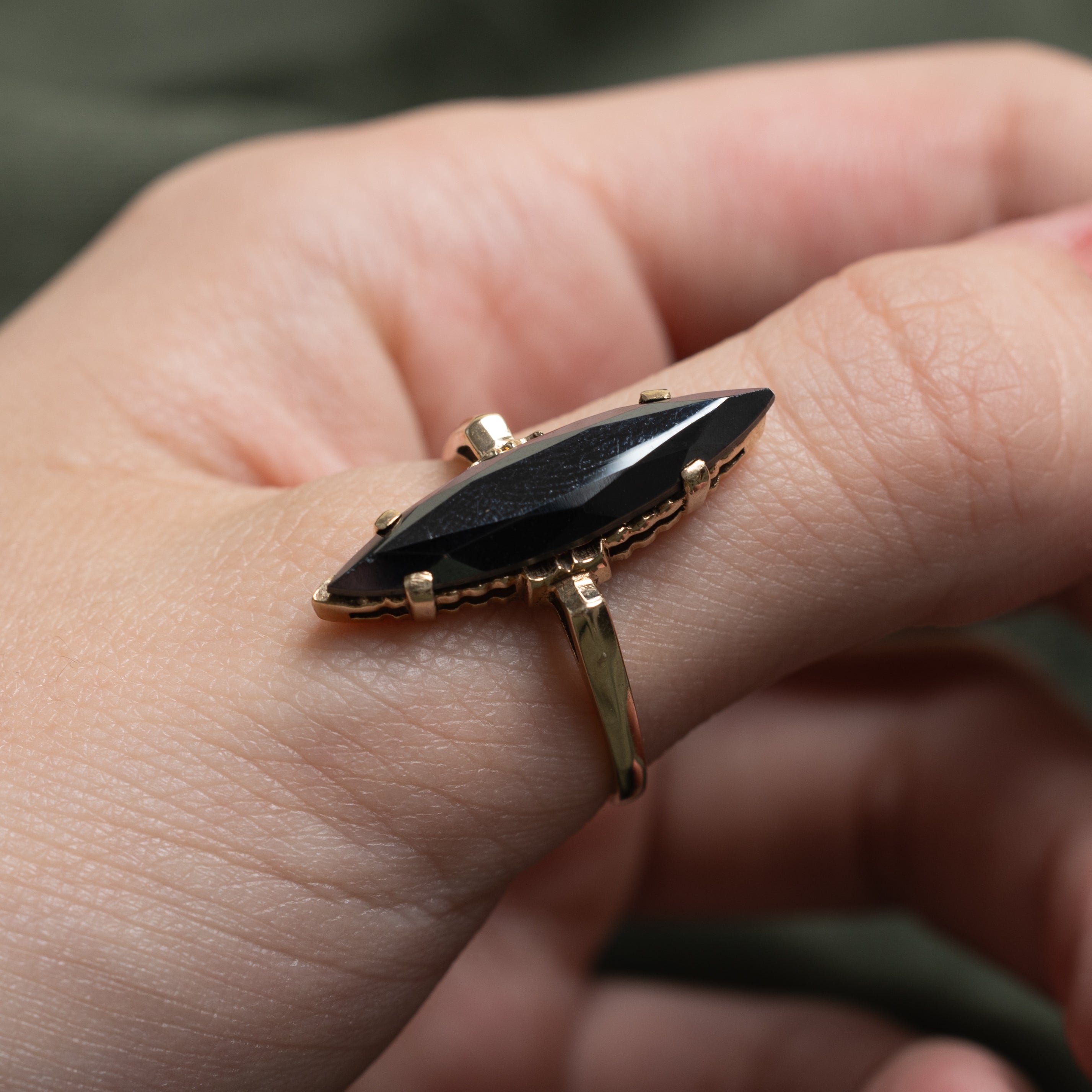 Hematite Navette Ring | 4.22ct | SZ 9.5
