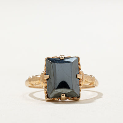 10K Rectangle Cut Hematite Ring | 2.60ct | SZ 6