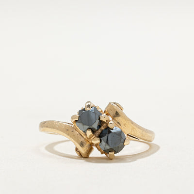Toi et Moi Hematite Bypass Ring | 0.30ctw | SZ 6.5