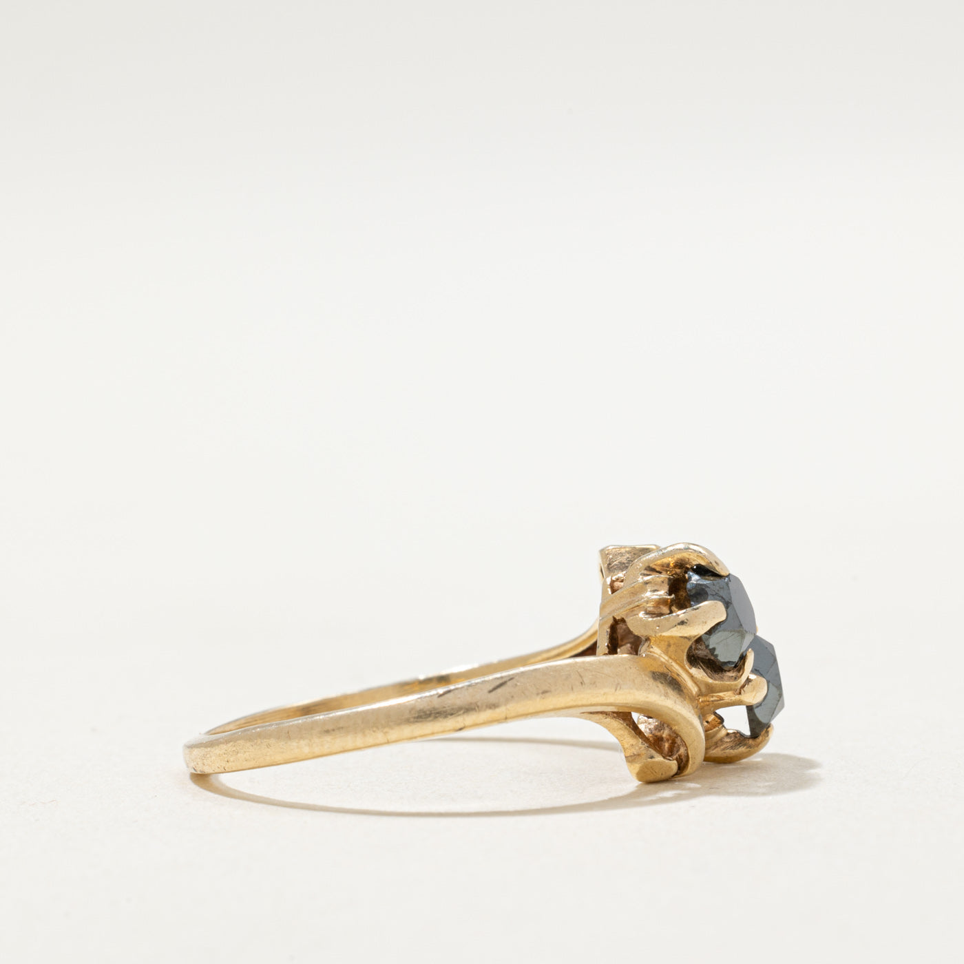 Toi et Moi Hematite Bypass Ring | 0.30ctw | SZ 6.5