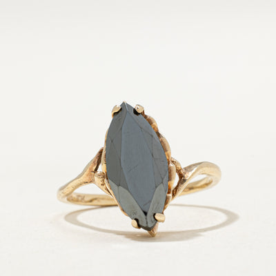 10K Marquise Cut Hematite Bypass Ring | 2.00ct | SZ 7.25