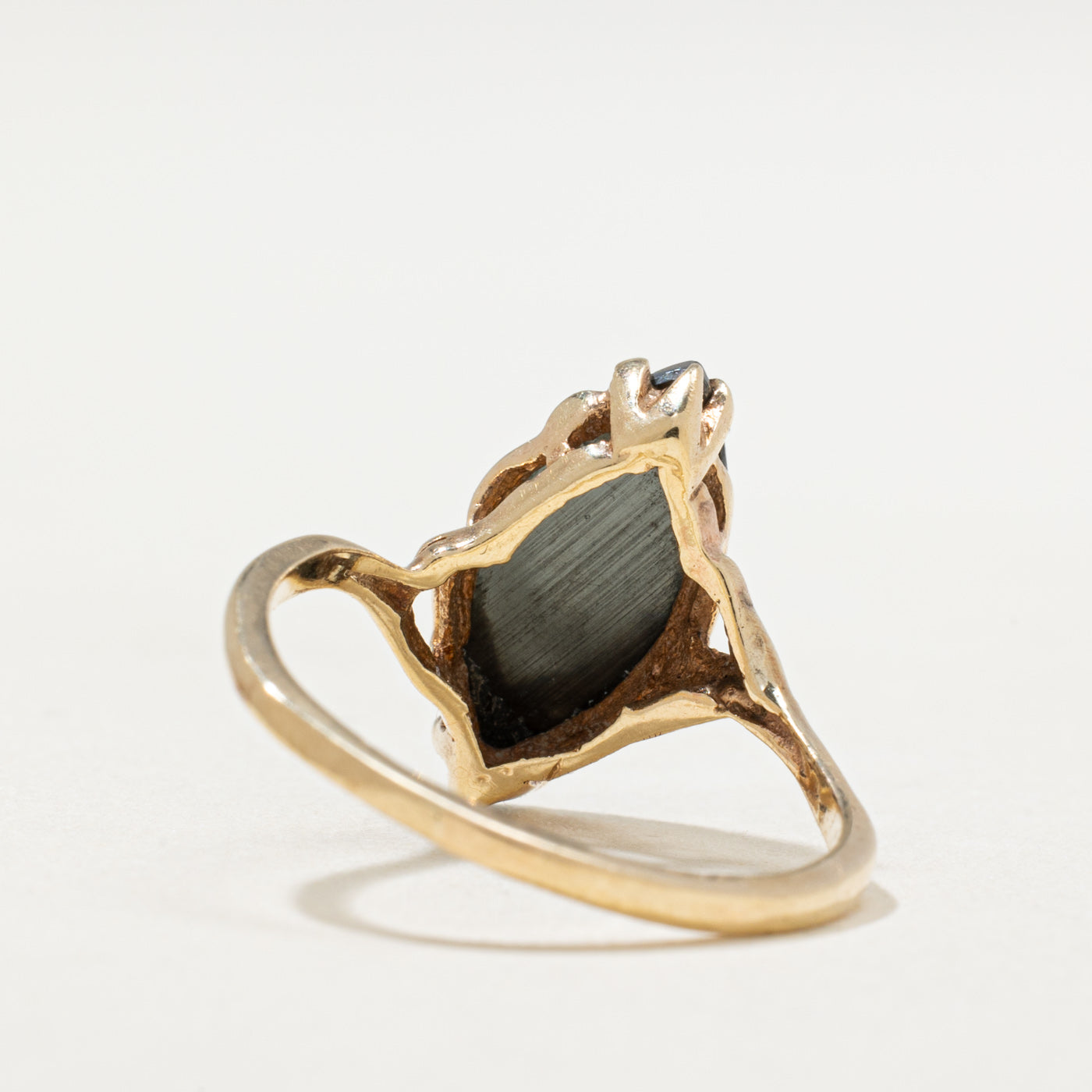 10K Marquise Cut Hematite Bypass Ring | 2.00ct | SZ 7.25