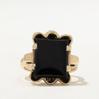10K Onyx Scalloped Ring | 2.30ct | SZ 4.5