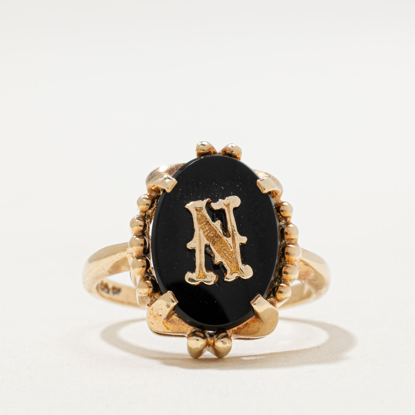 10K Onyx 'N' Initial Ring | 2.50ct | SZ 6.5