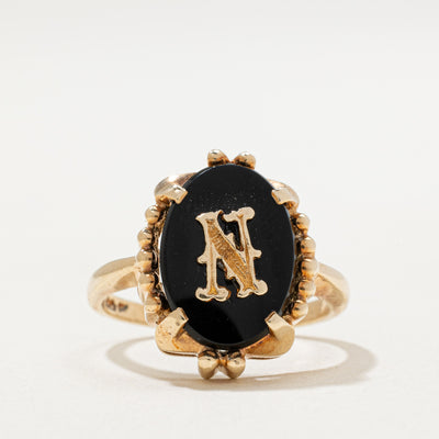 10K Onyx 'N' Initial Ring | 2.50ct | SZ 6.5