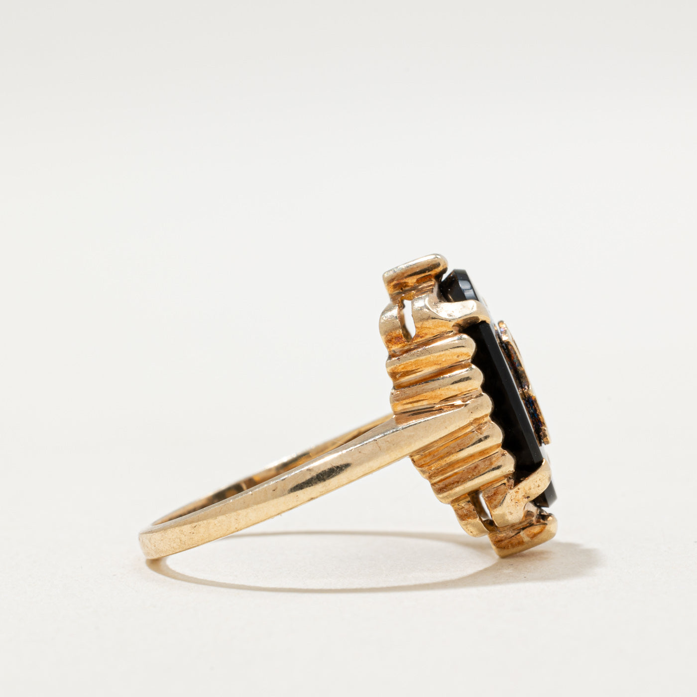 10K Onyx 'N' Initial Ring | 2.50ct | SZ 6.5