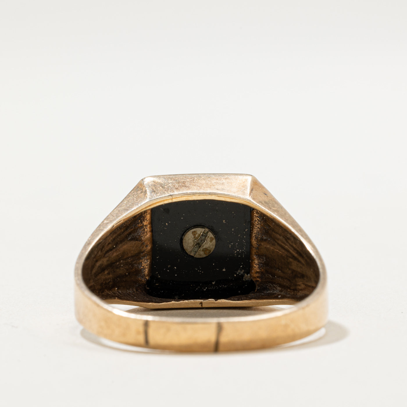 10K Onyx 'P' Initial Signet Ring | 1.70ct | SZ 11.75