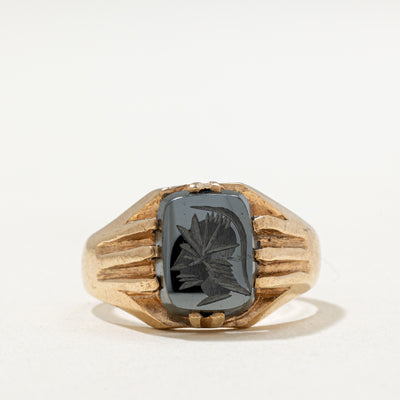 1972 Birmingham 9K Intaglio Hematite Ring | 2.30ct | SZ 6.5