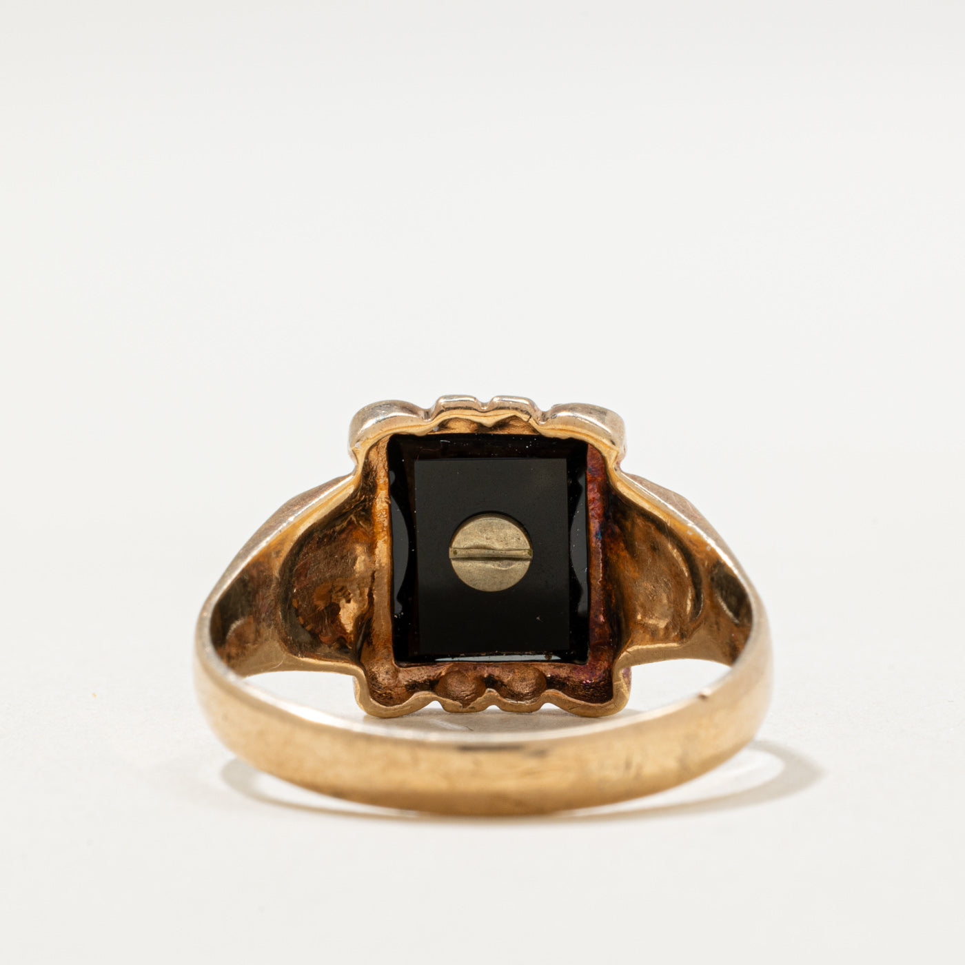 10K Onyx 'R' Initial Ring | 1.66ct | SZ 9