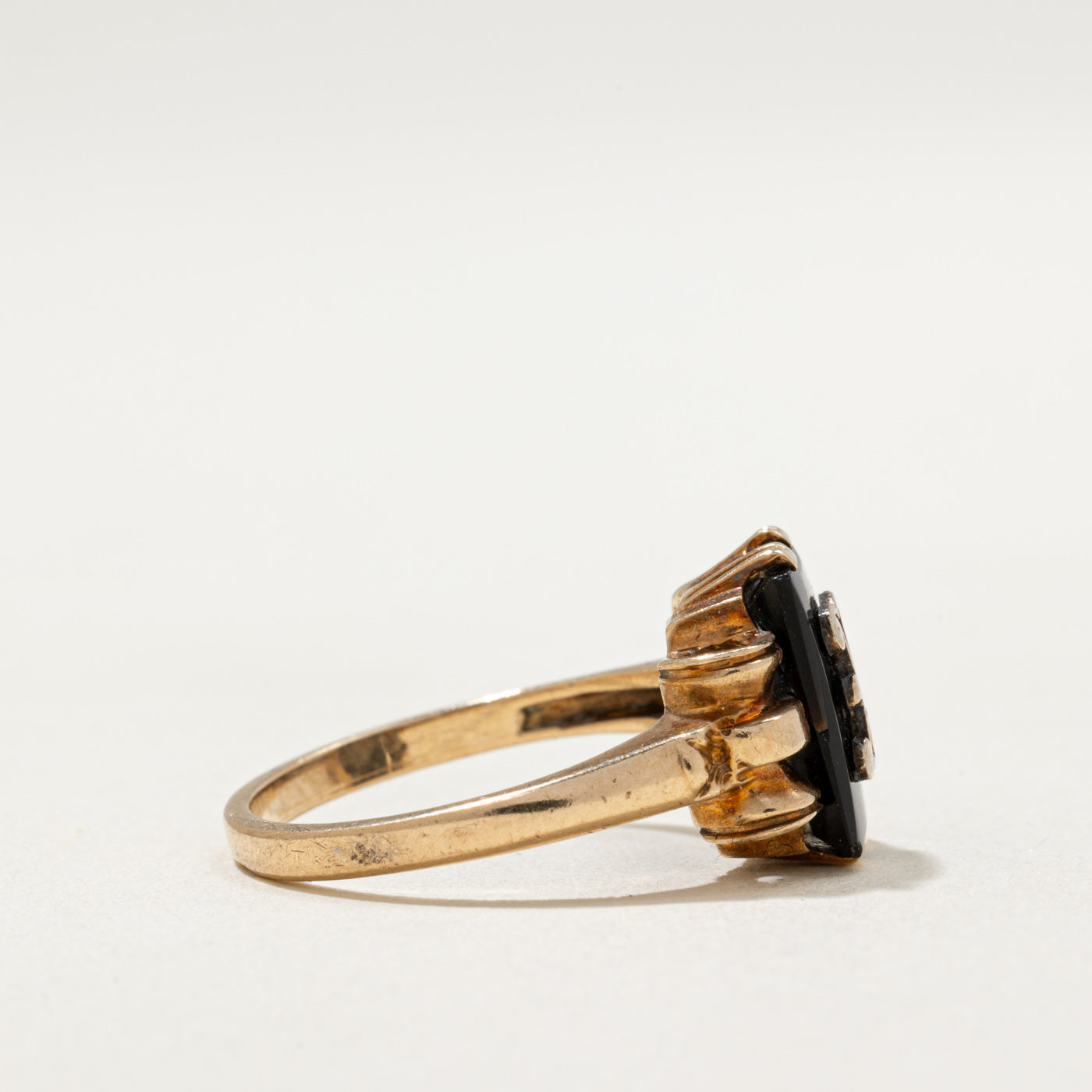 10K Onyx 'D' Initial Ring | 1.20ct | SZ 5.5