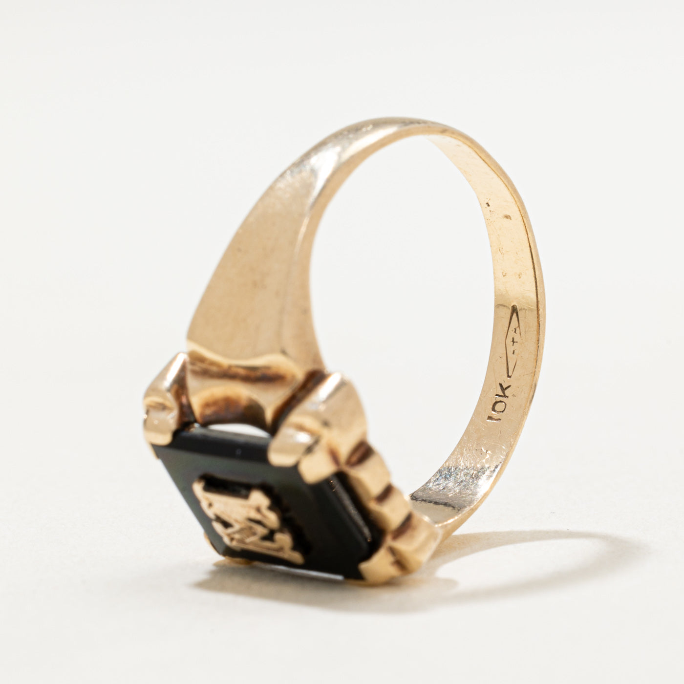 10K Onyx 'M' Initial Ring | 1.30ct | SZ 7