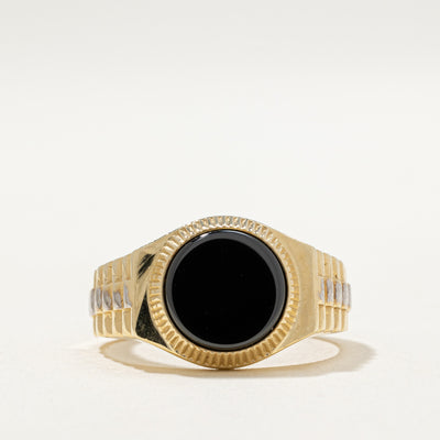 10K Onyx Textured Signet Ring | 1.50ct | SZ 9.5