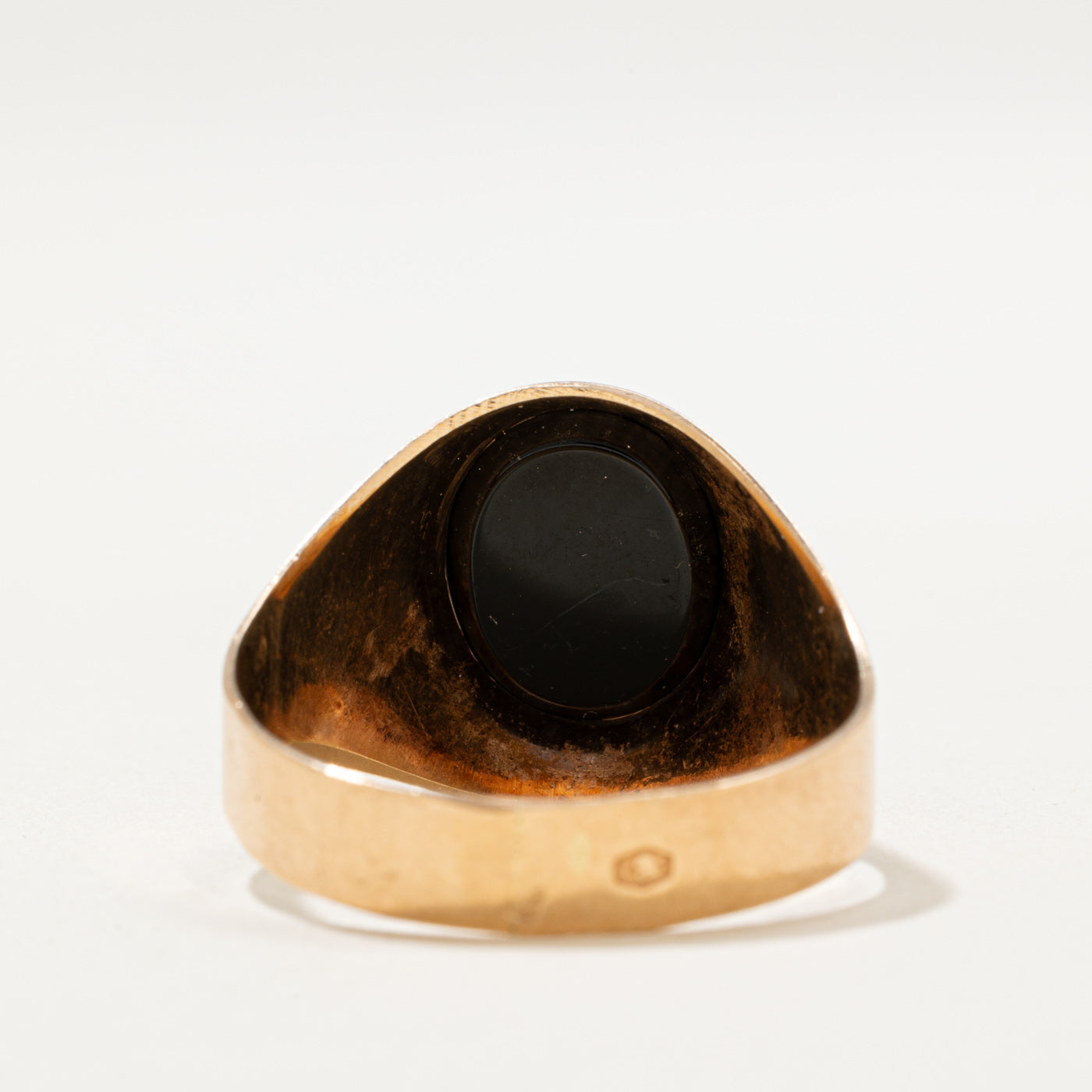 Bague chevalière vintage de Varsovie en onyx 14 carats | 1,50 ct | Taille 11,75