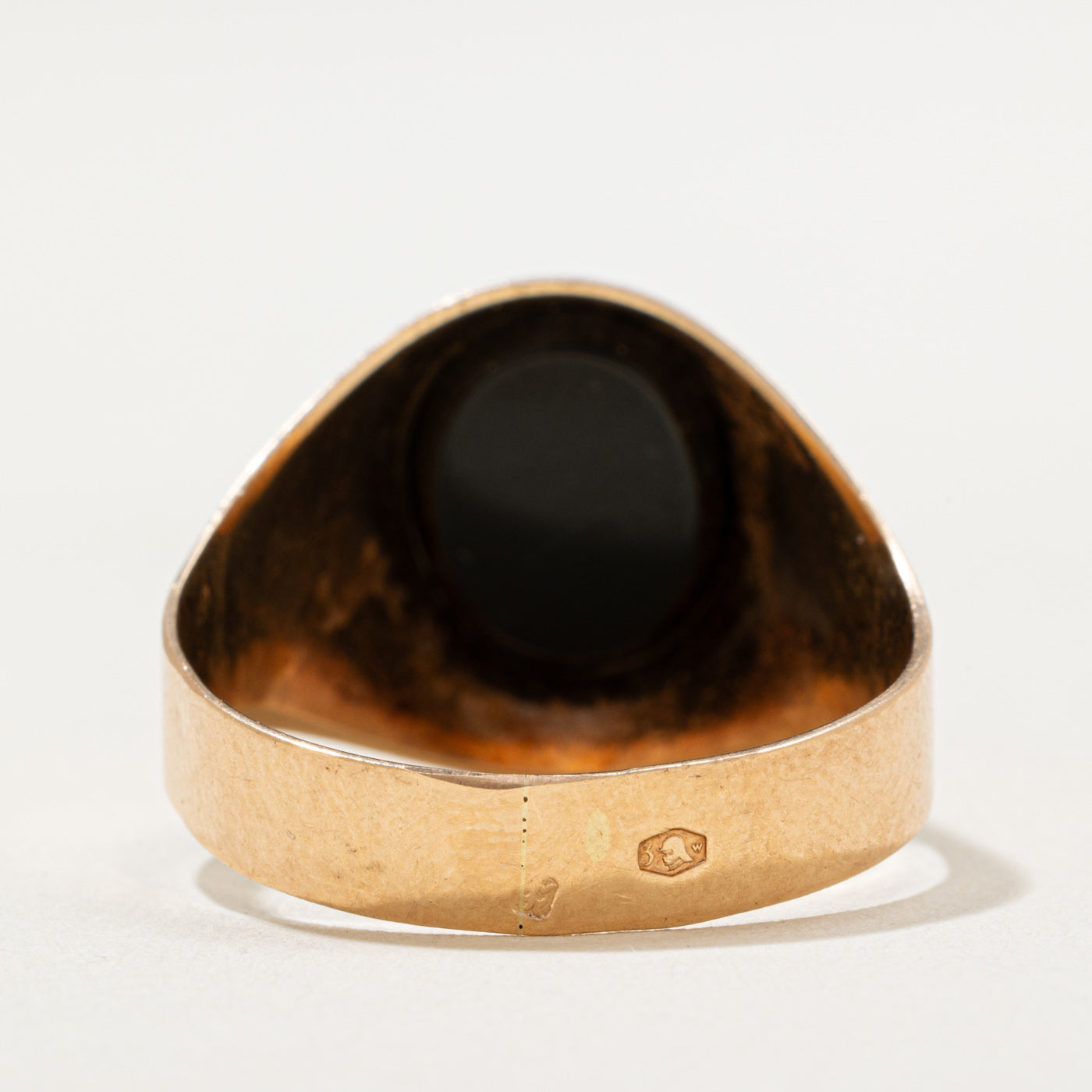 Bague chevalière vintage de Varsovie en onyx 14 carats | 1,50 ct | Taille 11,75