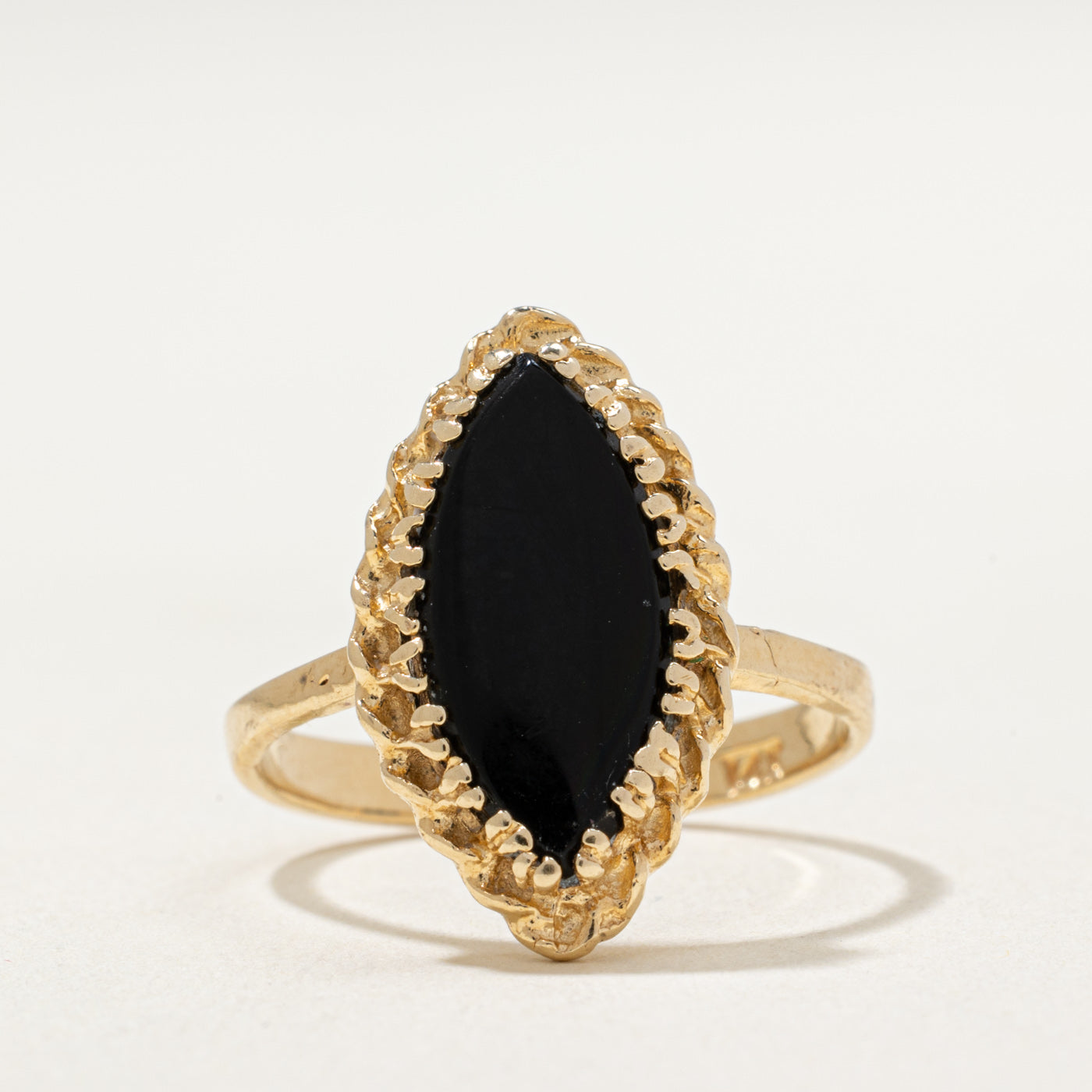 14K Marquise Shaped Onyx Ring | 1.40ct | SZ 6