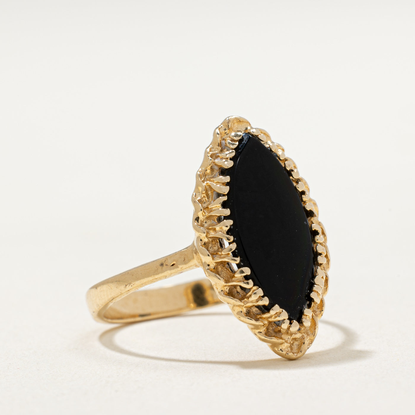 14K Marquise Shaped Onyx Ring | 1.40ct | SZ 6