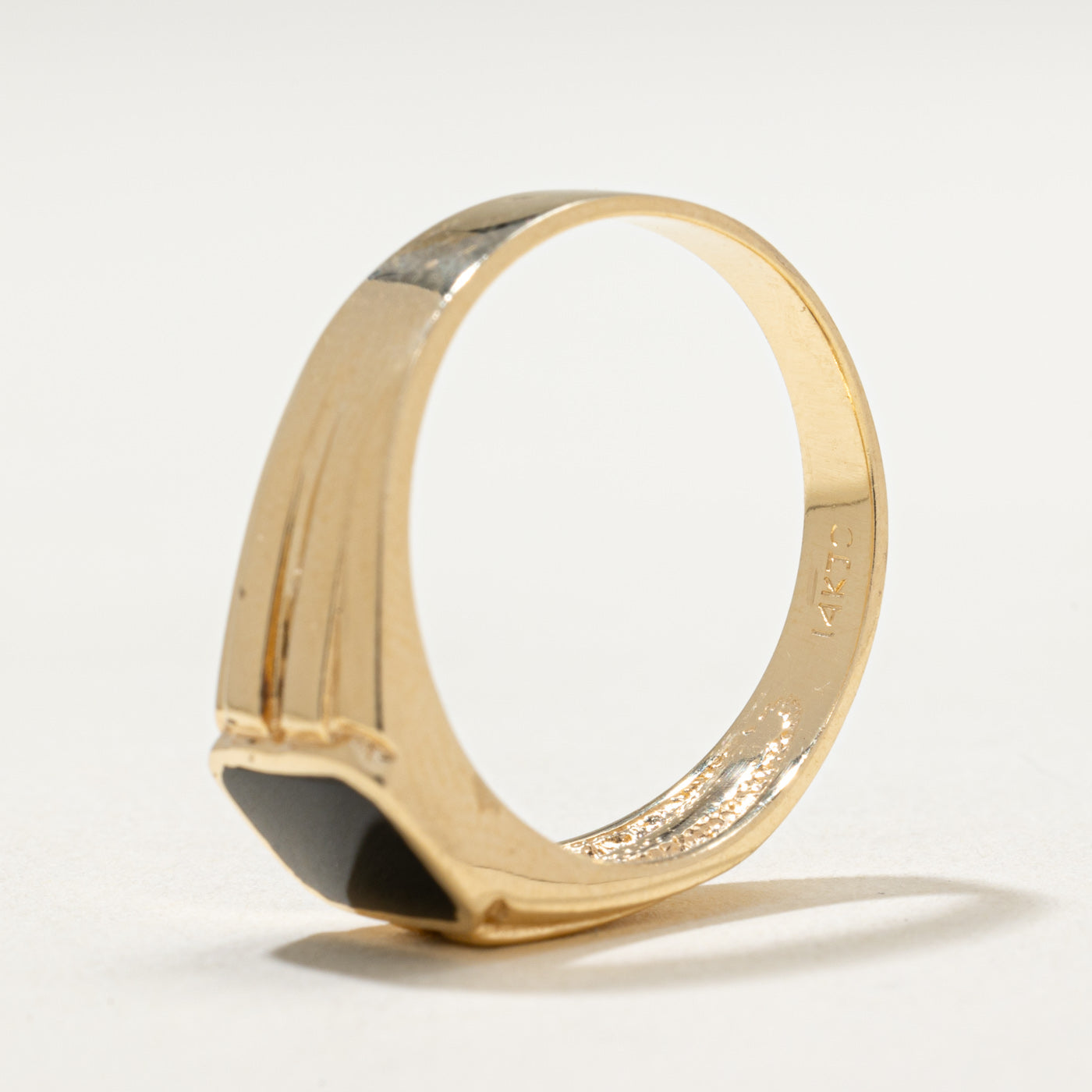 14K Bezel Set Onyx Signet Ring | 0.50ct | SZ 8