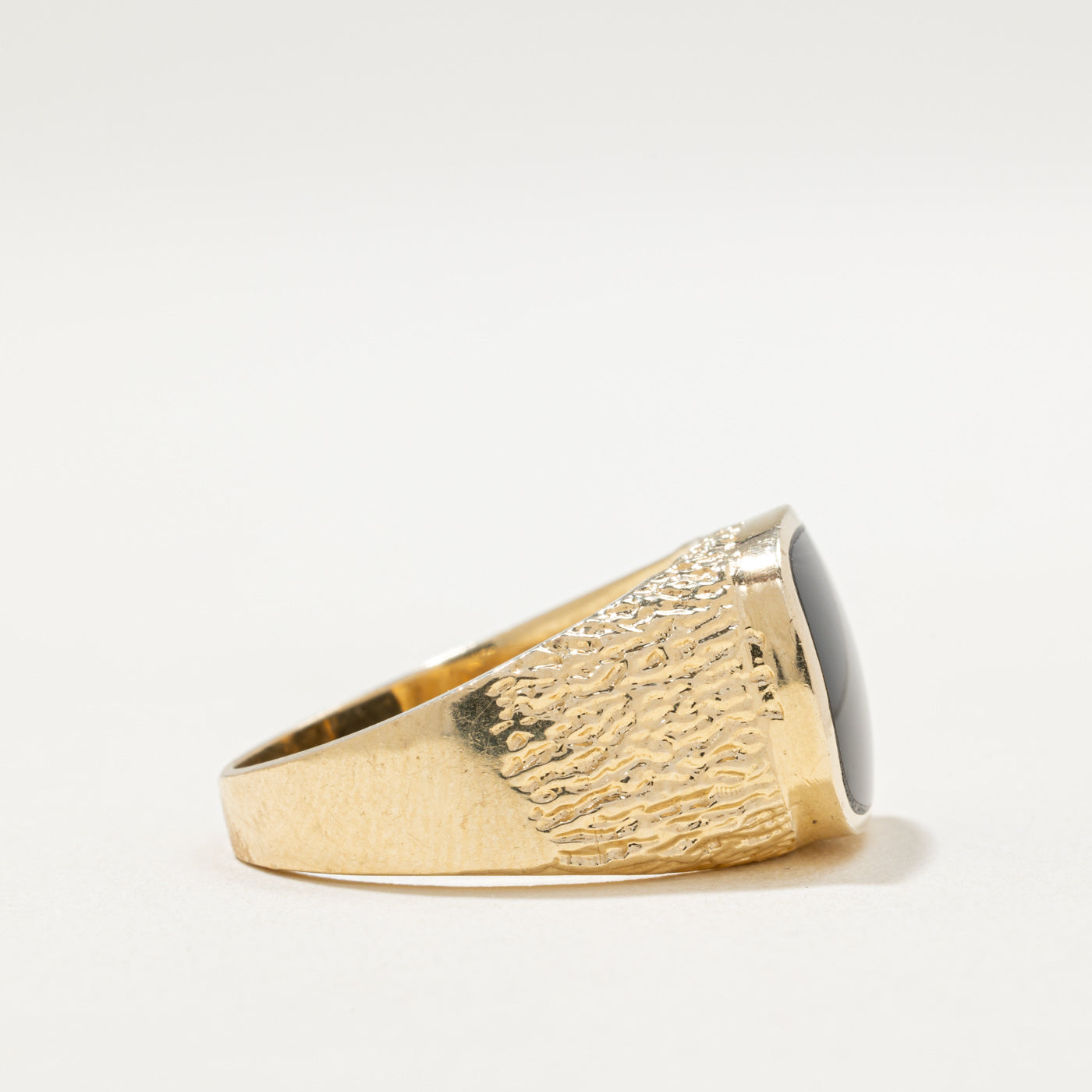 14K Onyx Textured Signet Ring | 2.00ct | SZ 8.75