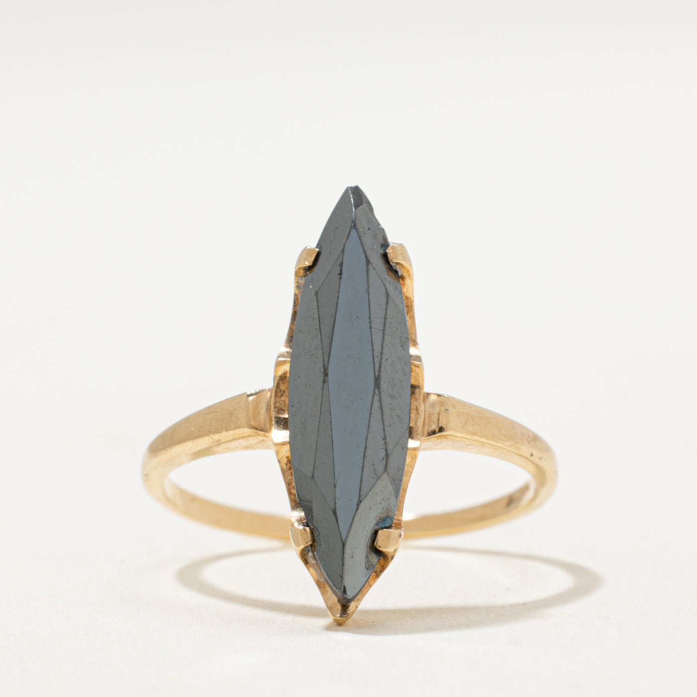 10K Hematite Navette Ring | 2.16ct | SZ 6.75