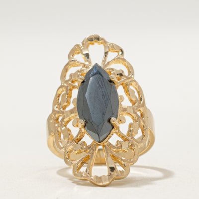 10K Hematite Ornate Cocktail Ring | 2.00ct | SZ 6.5