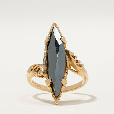 10K Hematite Navette Ring | 4.90ct | SZ 6.5