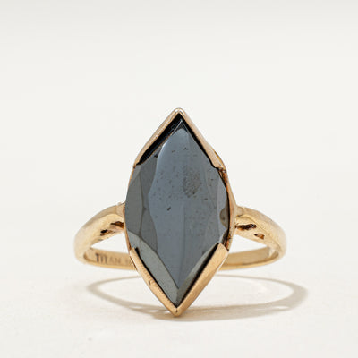 10K Marquise Cut Hematite Ring | 3.65ct | SZ 6.75