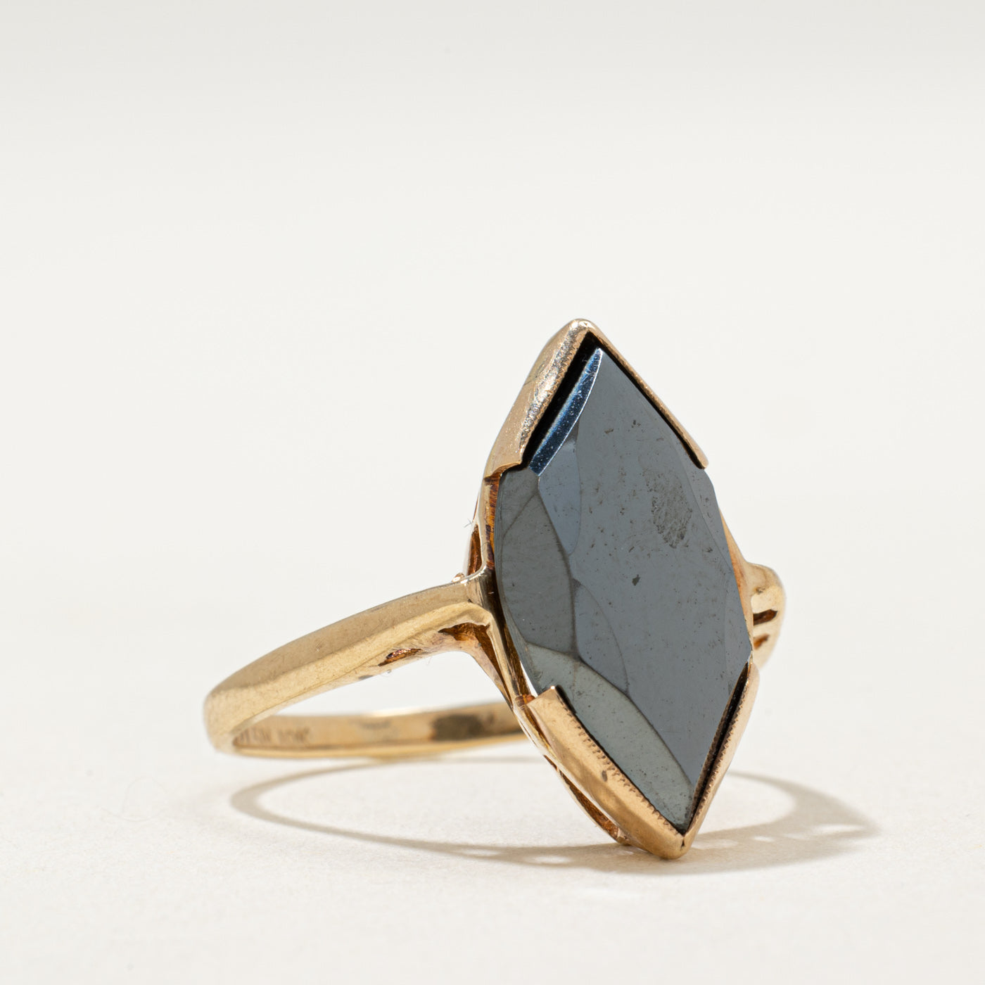 10K Marquise Cut Hematite Ring | 3.65ct | SZ 6.75