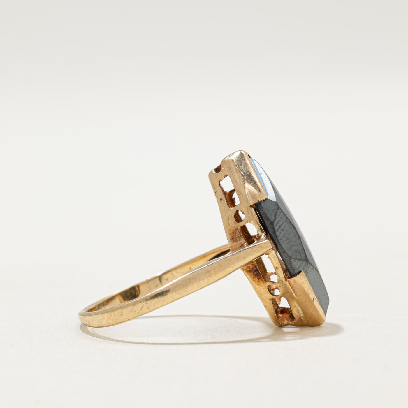 10K Marquise Cut Hematite Ring | 3.65ct | SZ 6.75
