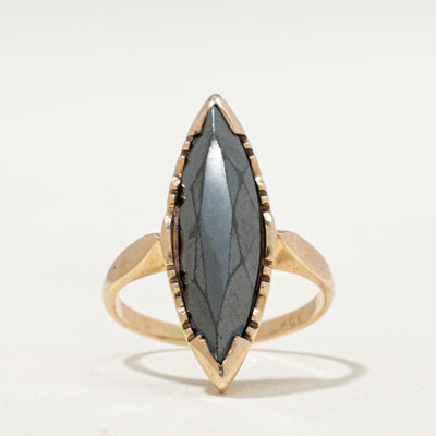 10K Hematite Navette Ring | 2.60ct | SZ 3.75