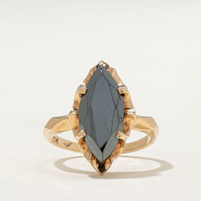 10K Marquise Cut Hematite Ring | 1.90ct | SZ 4