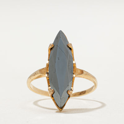 10K Hematite Navette Ring | 3.00ct | SZ 5.25