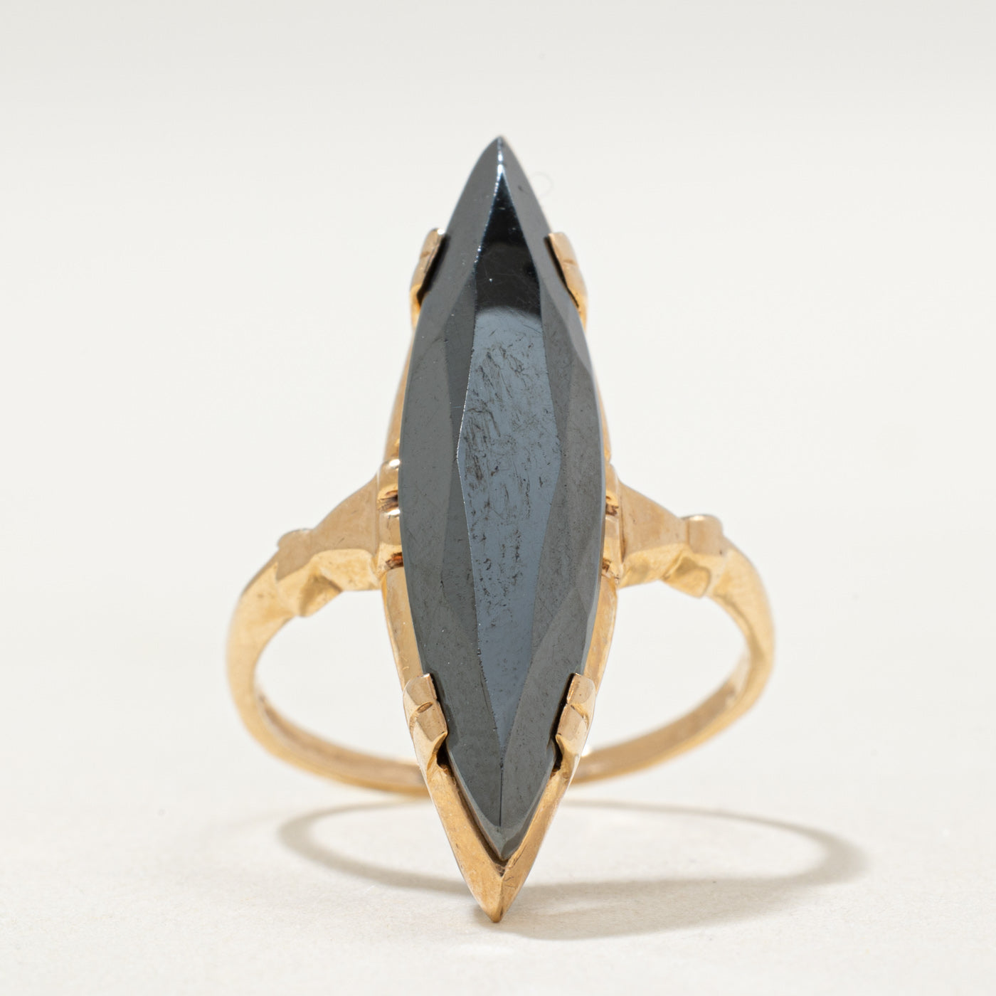 10K Hematite Navette Ring | 4.90ct | SZ 6.75