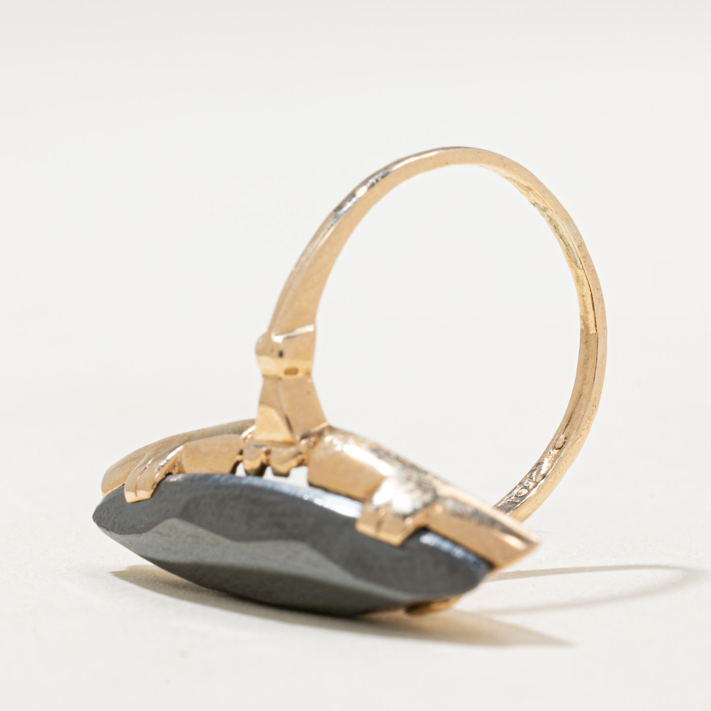 10K Hematite Navette Ring | 4.90ct | SZ 6.75