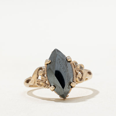 10K Marquise Cut Hematite Ring | 1.50ct | SZ 3.5