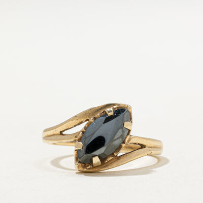 10K Diagonal Set Hematite Bypass Ring | 0.80ct | SZ 5