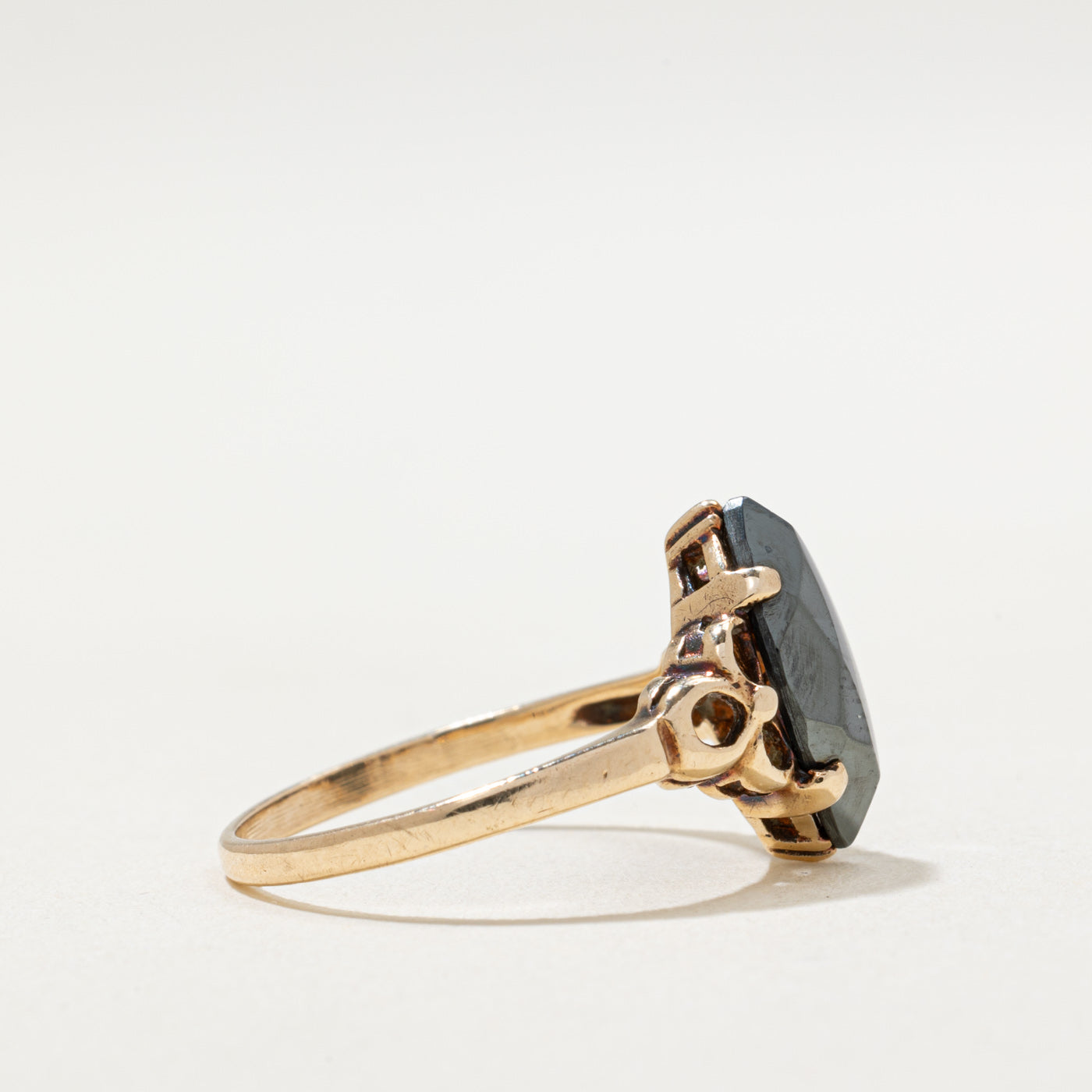 Bague conique en or 10 carats avec hématite taille marquise | 1,40 ct | Taille 5,5