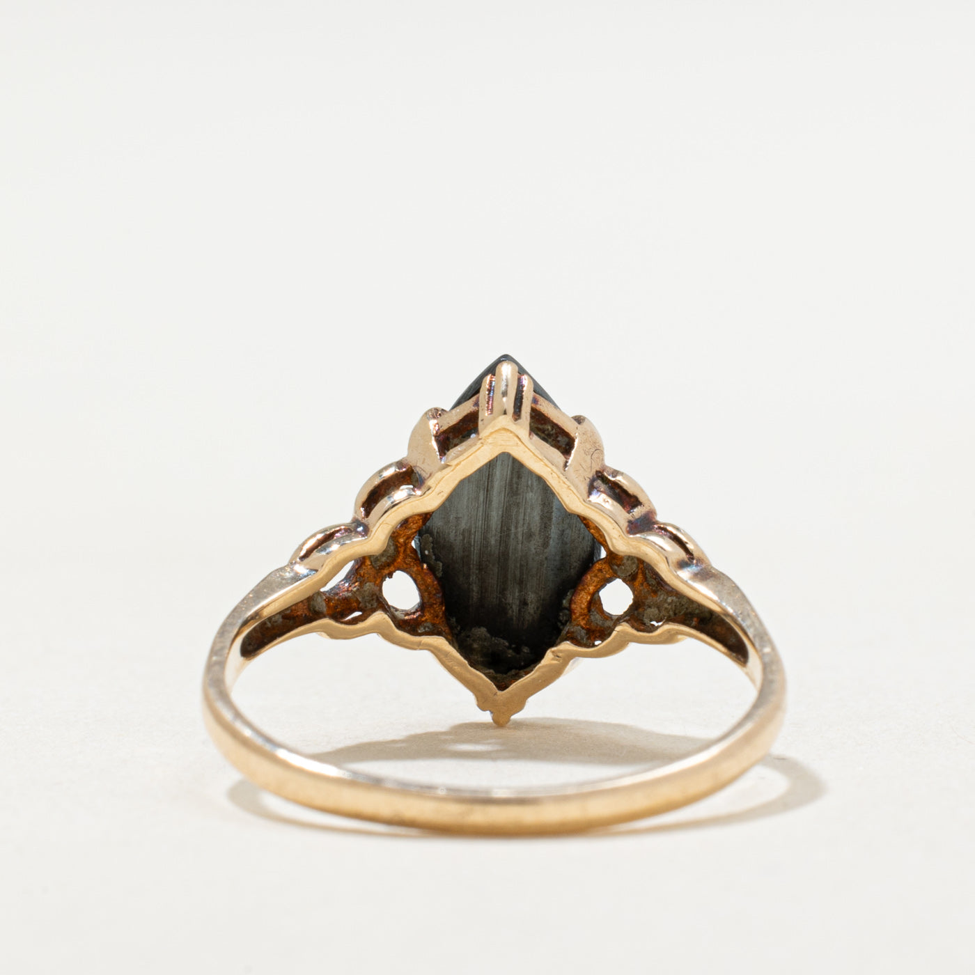 Bague conique en or 10 carats avec hématite taille marquise | 1,40 ct | Taille 5,5