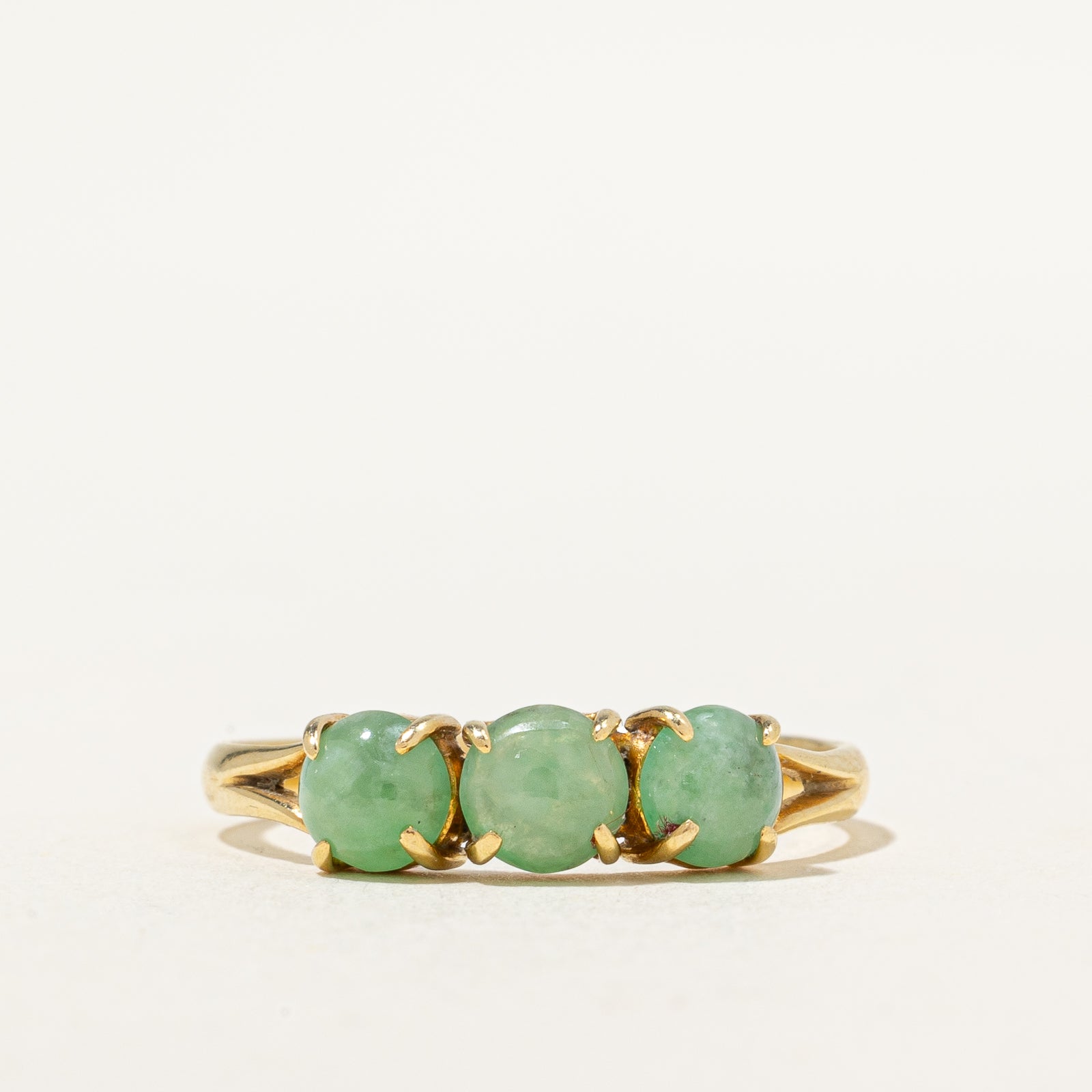 Three Stone Jade Ring | 0.96ctw | SZ 5.25