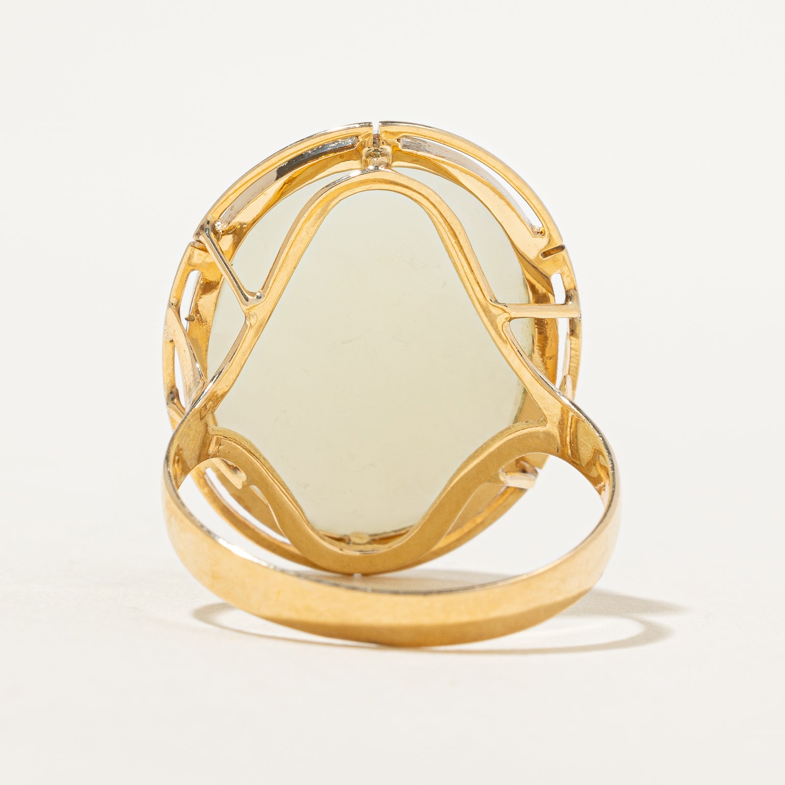 Oval Cabochon Jadeite Cocktail Ring | 20.00ct | SZ 8.25