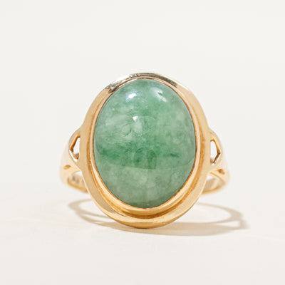 Bezel Set Oval Cabochon Jade Ring | 6.00ct | SZ 6.5