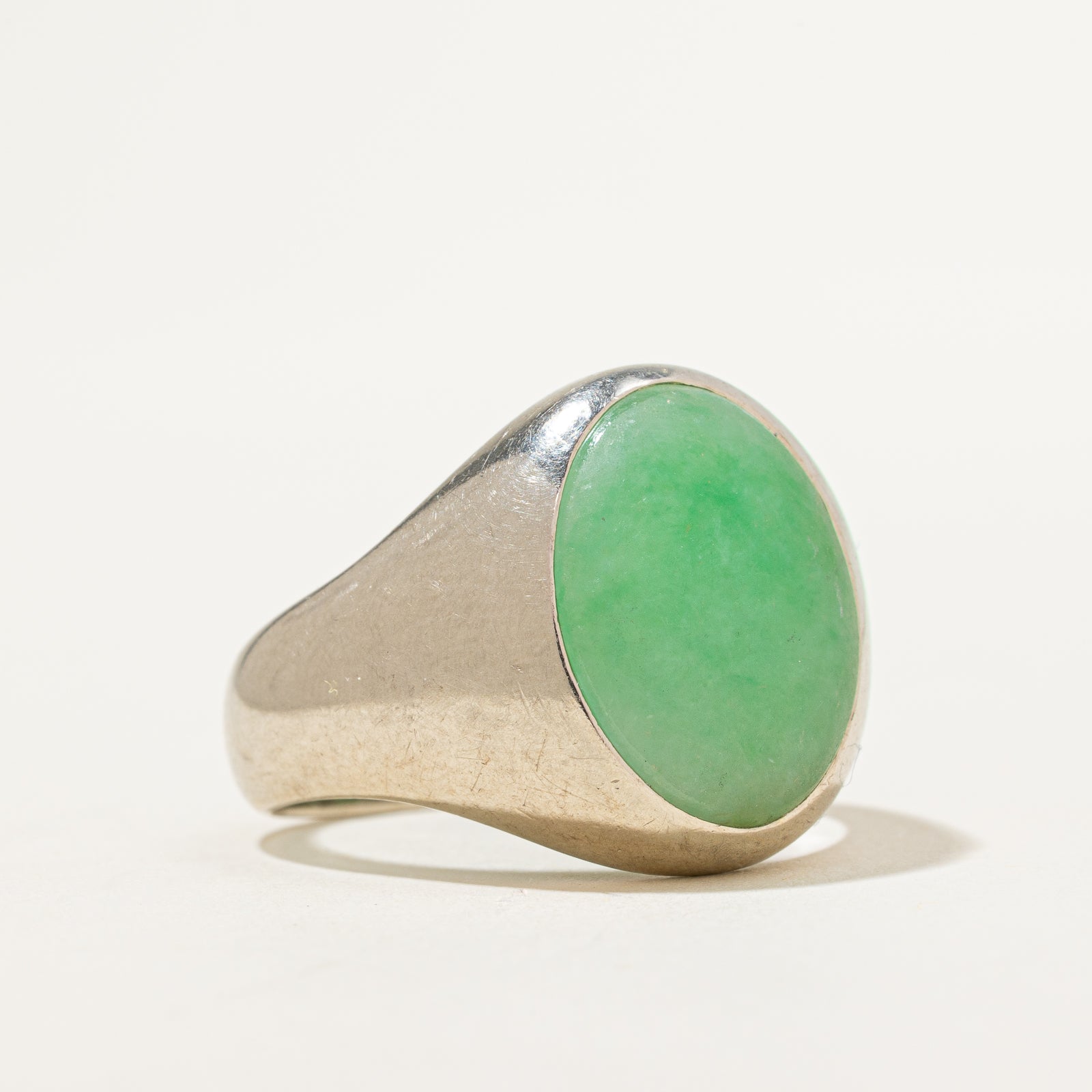 Oval Cabochon Jade Cocktail Ring | 6.00ct | SZ 10