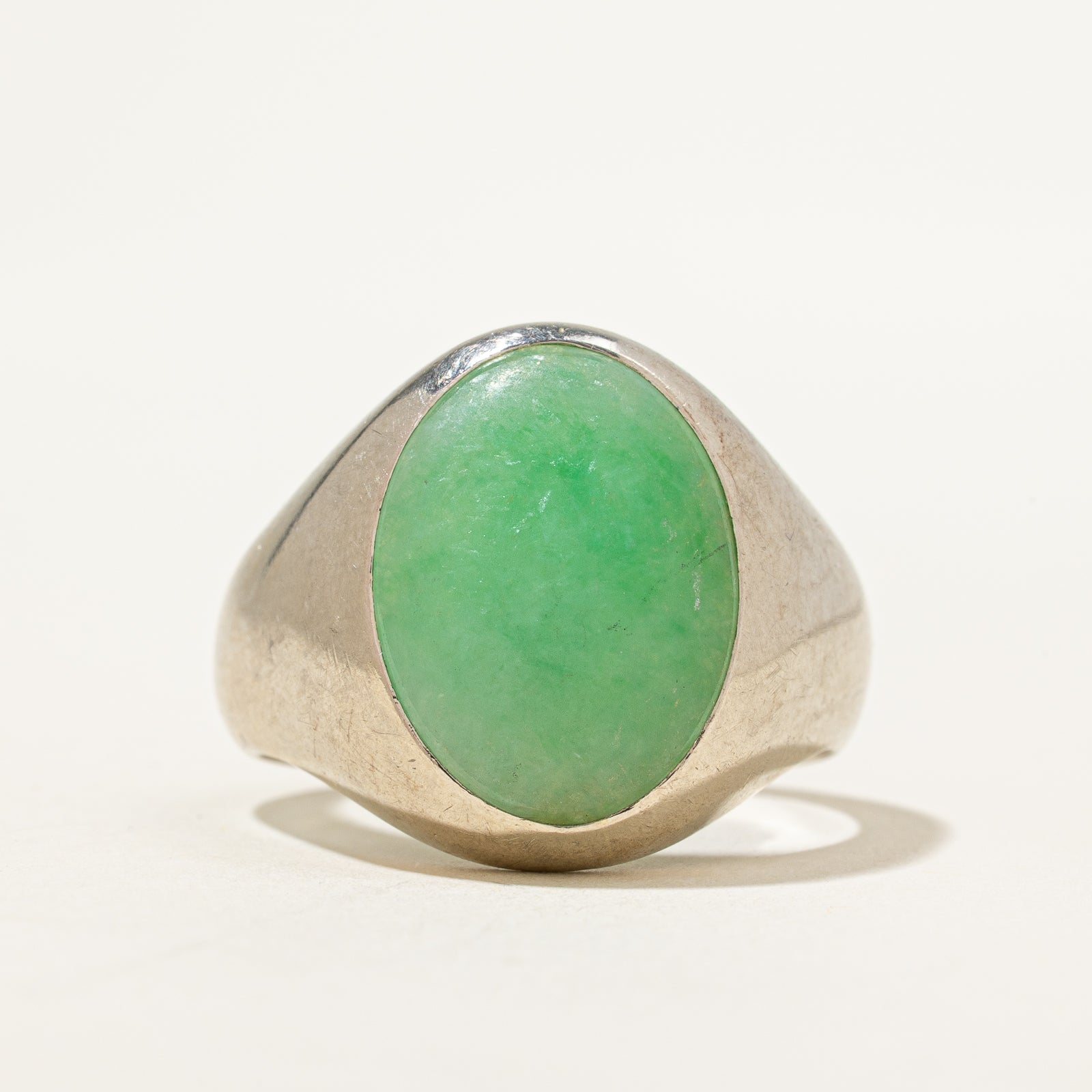 Oval Cabochon Jade Cocktail Ring | 6.00ct | SZ 10