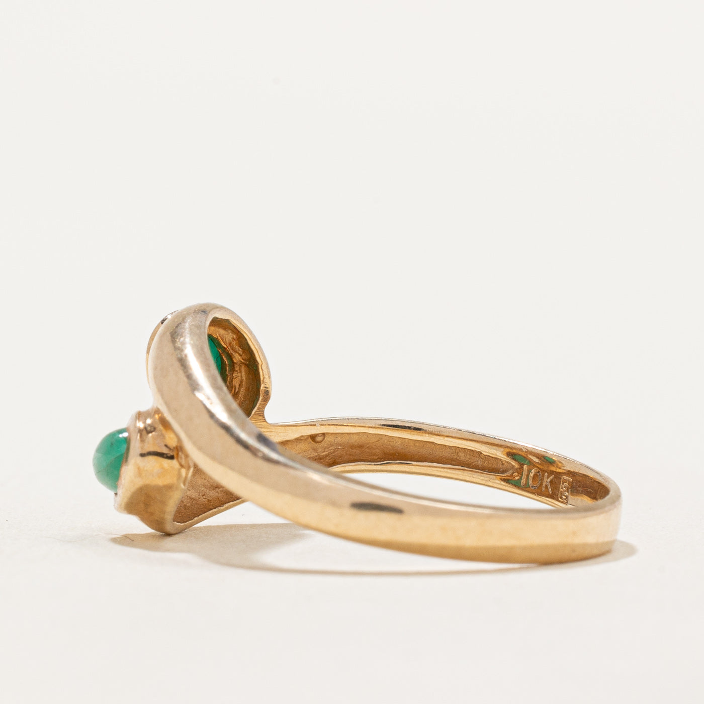 Bague double en jade sertie de deux pierres | 0,50 ct | Taille 9