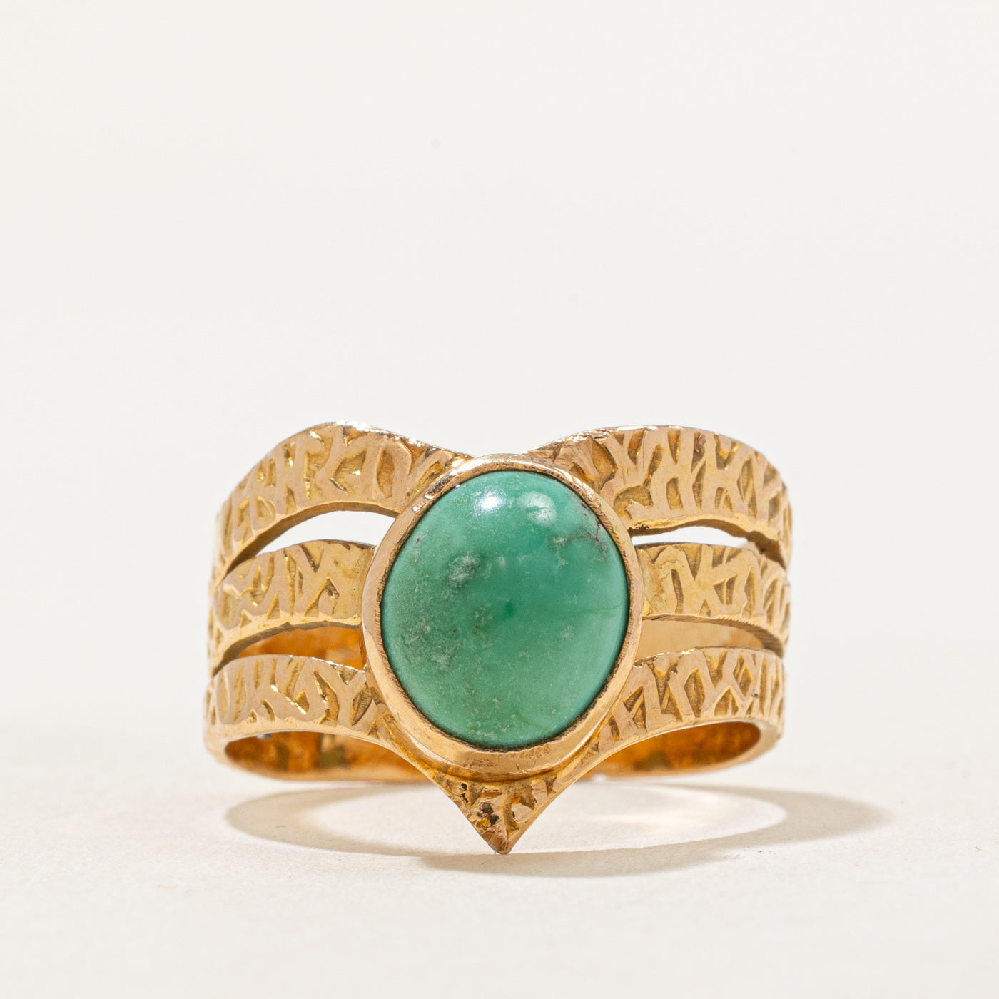 Egyptian Hallmarked Turquoise Chevron Ring | 3.00ct | SZ 7.5