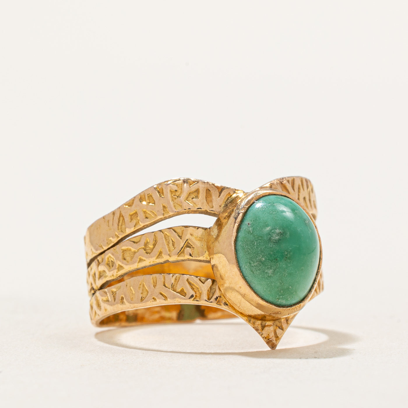 Egyptian Hallmarked Turquoise Chevron Ring | 3.00ct | SZ 7.5