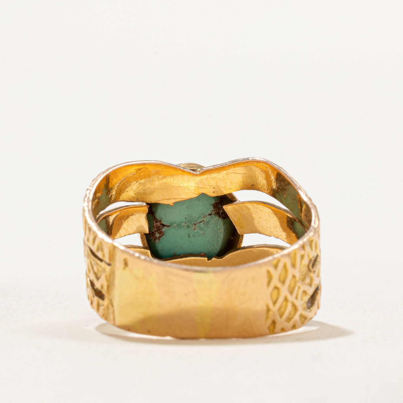 Egyptian Hallmarked Turquoise Chevron Ring | 3.00ct | SZ 7.5