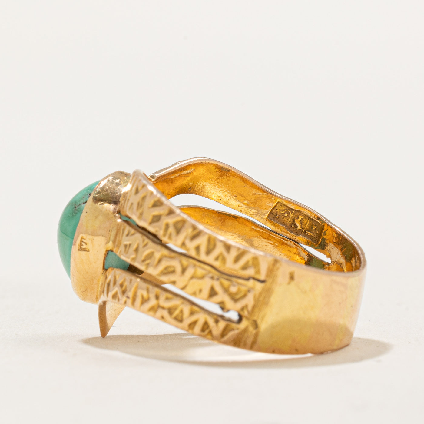 Egyptian Hallmarked Turquoise Chevron Ring | 3.00ct | SZ 7.5